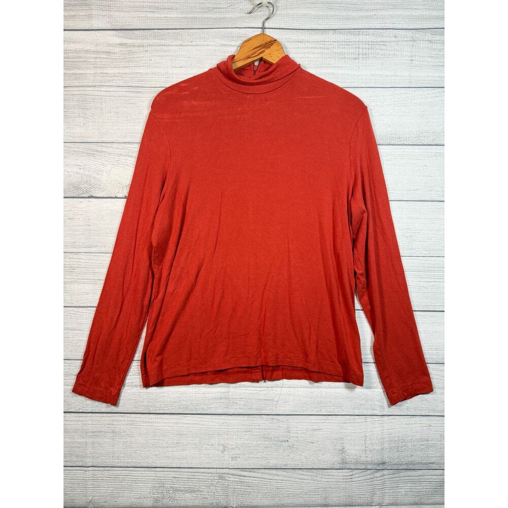 Eddie Bauer Women’s XL Rust Red Rayon Stretch Turtleneck Long Sleeve Top 4312